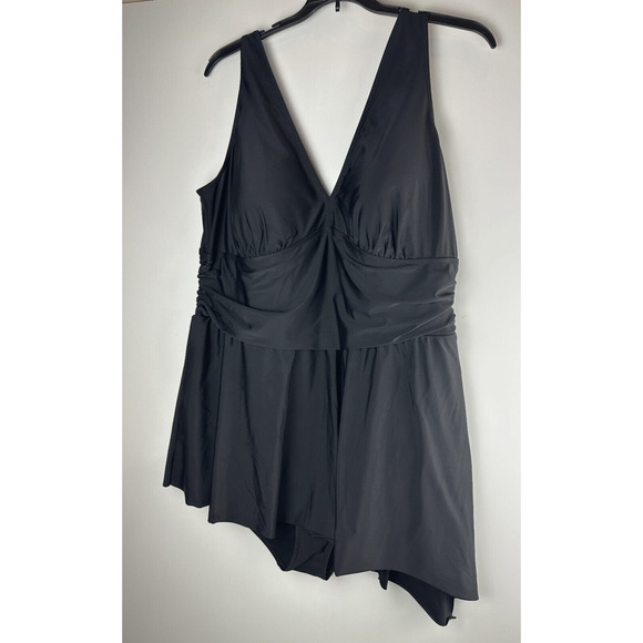 Torrid Wireless Short Asymmetrical Swim Dress with Brief Black Plus Size 4X 4 - Picture 10 of 11